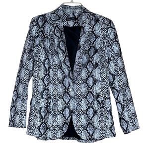 Estelle & Finn Snake Print Blazer Jacket One Button Front Pocket Size 4 Trendy